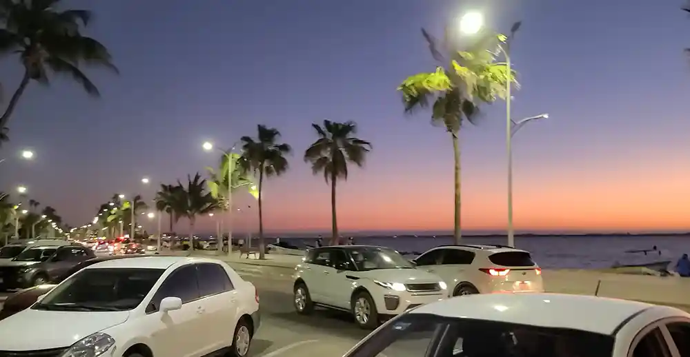 la paz malecon at sunset