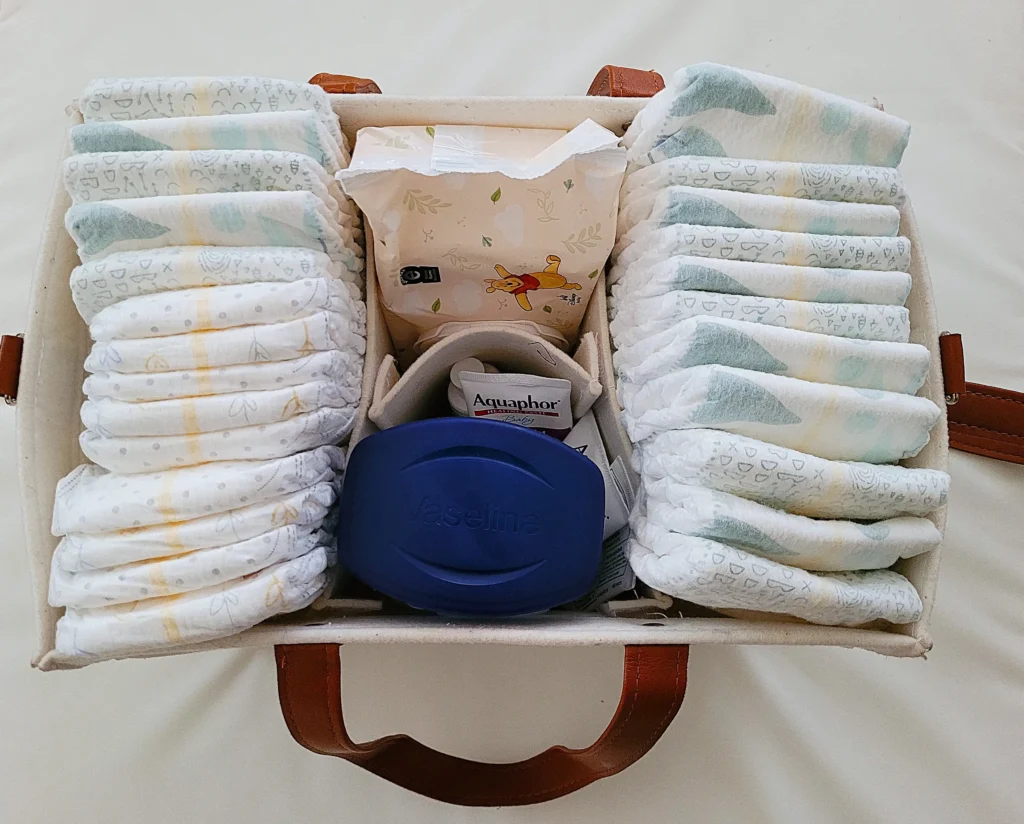 top view of a diaper caddy